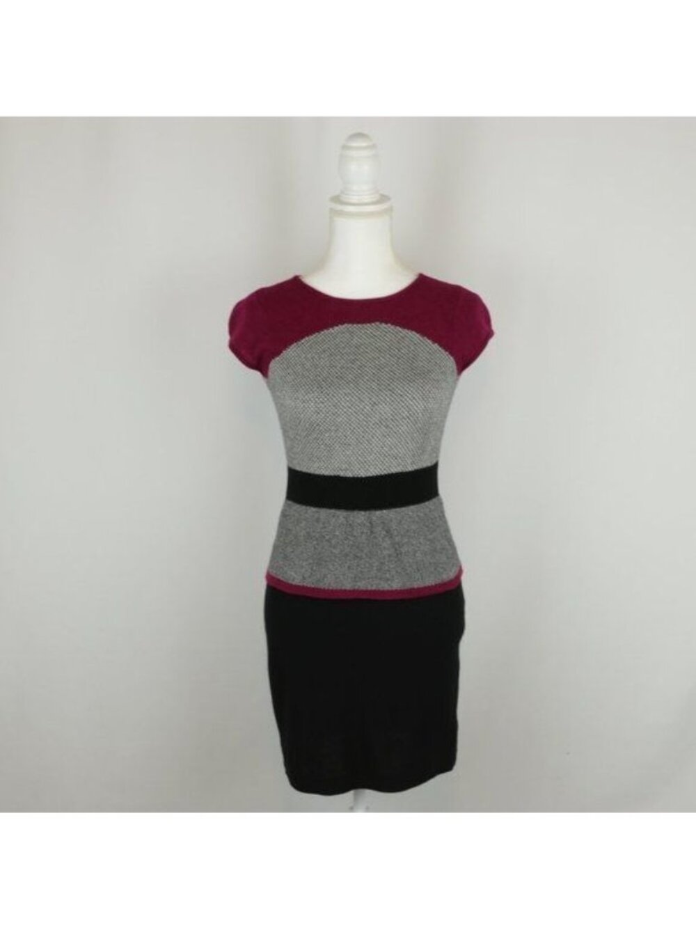 Sparrow Women's XS Purple Black Cashmere Blend Tight Knit Mini Sweater Dress